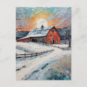 Einzigartige Winter-Scheunenmalerei Postkarte (Vorderseite)