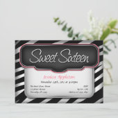 Einzigartige Zebra Print "16 . Geburtstag" Einladu Einladung (Stehend Vorderseite)