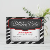 Einzigartige Zebra Print Red Geburtstag Einladunge Einladung (Stehend Vorderseite)