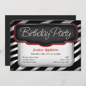 Einzigartige Zebra Print Red Geburtstag Einladunge Einladung (Vorne/Hinten)