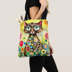 EINZIGARTIGE ZEICHNUNG EINER BRAUNEN KATZE MIT GRO TASCHE