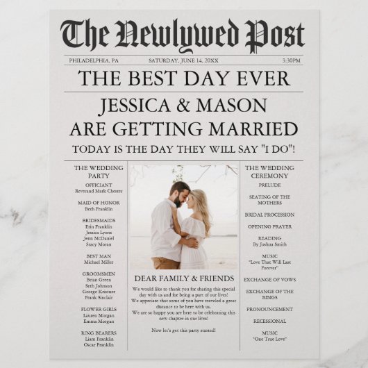 Einzigartige Zeitschriften- und Hochzeitsprogramme (Vorne)