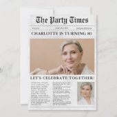 Einzigartige Zeitung 80. Geburtstag Custom Foto Einladung (Vorderseite)