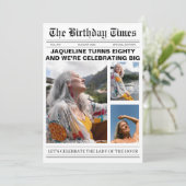 Einzigartige Zeitung 80. Geburtstag Foto Einladung (Stehend Vorderseite)