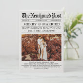 Einzigartige Zeitung Frohe und Verheiratete Weihna Einladung (Stehend Vorderseite)