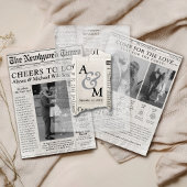 Einzigartige Zeitung Hochzeitmonographie Modernes  Pergament Einladungen