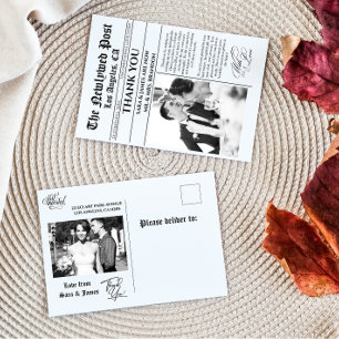 Einzigartige Zeitungs-Hochzeits-Dankeskarten-Postk Postkarte