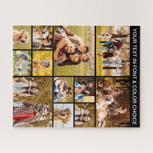 Einzigartiger 12-Foto Collage Einfaches Schwarz Puzzle (Horizontal)