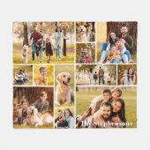 Einzigartiger 12-Foto Collage Name Einfach Fleecedecke (Vorderseite (Horizontal))