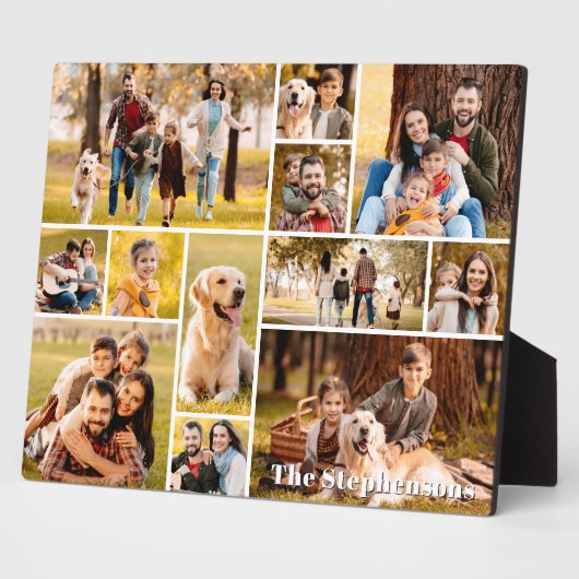 Einzigartiger 12-Foto Collage Name Einfach Fotoplatte (Seite)