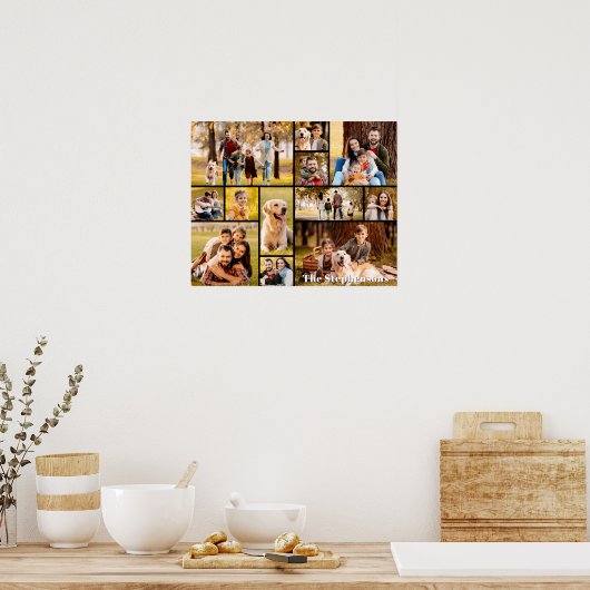 Einzigartiger 12-Foto Collage Name Einfach Poster (Küche)