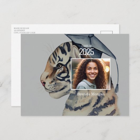 Einzigartiger Abschluss Einladung Postkarte mit QR (Vorne/Hinten)