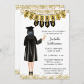 Einzigartiger Abschluss Einladung Schwarzes Haar (Vorne/Hinten)