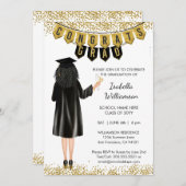 Einzigartiger Abschluss Einladung Schwarzes Haar (Vorne/Hinten)