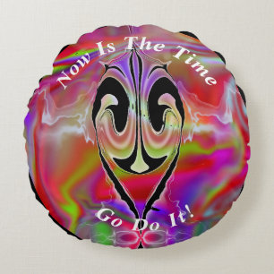 Einzigartiger Abstrakter Marmor flüssig Rundes Kissen