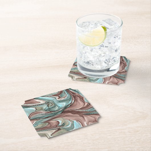 Einzigartiger Abstrakter Mauve Blue Green Wirbel U Untersetzer (Vor Ort)