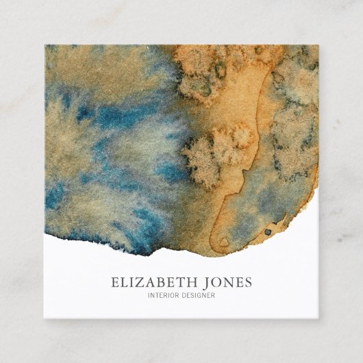 Einzigartiger Abstrakter QR-Code für blaue Terraco Quadratische Visitenkarte (Vorderseite)