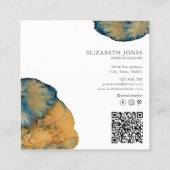 Einzigartiger Abstrakter QR-Code für blaue Terraco Quadratische Visitenkarte (Rückseite)