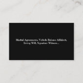 Einzigartiger Agent für Notar-Signaturen in Schwar Visitenkarte (Rückseite)