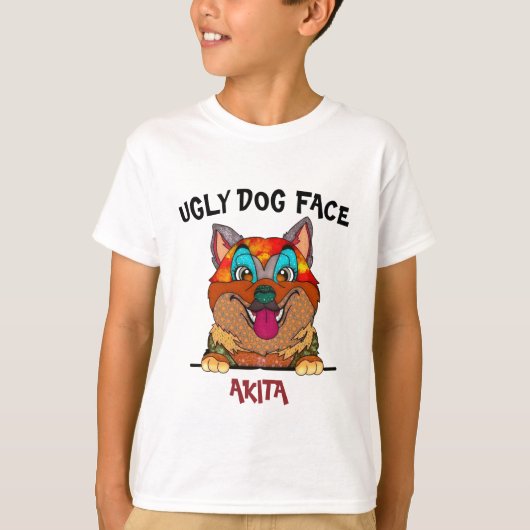 Einzigartiger Akita Hund Gesicht T - Shirt (Vorderseite)