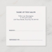 Einzigartiger Alt Weiß Fett Salon Empfehlungskarte (Rückseite)