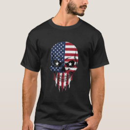 Einzigartiger amerikanischer Flag Split Skull T-Shirt