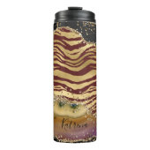 Einzigartiger Animal Print Agate Gold Glitzer Thermosbecher (Vorderseite)