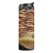 Einzigartiger Animal Print Agate Gold Glitzer Thermosbecher (Nach links gedreht)