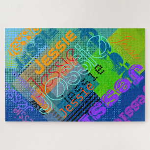 Einzigartiger anpassbarer Name Lustig, bunt & kr Puzzle