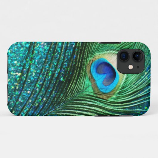 Einzigartiger Aqua-Pfau Case-Mate iPhone Hülle (Rückseite (Horizontal))