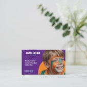 Einzigartiger Aquamariner und Lila Künstler-Gesich Visitenkarte (Stehend Vorderseite)