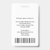 Einzigartiger Arzt oder Chirurg oder Arzt Ausweis (Rückseite)