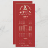 Einzigartiger Baker's Logo Bakery Konditorei Koch  Menükarte (Vorne/Hinten)