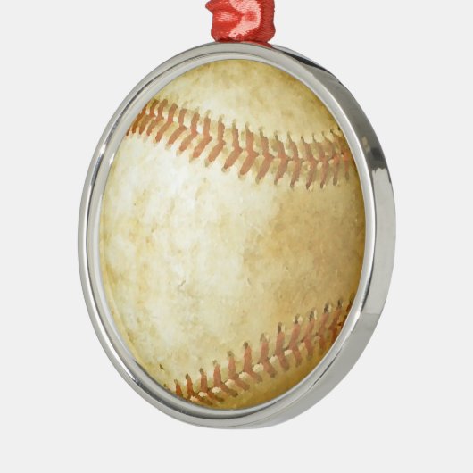 Einzigartiger Baseball Weihnachtsbaum Silbernes Ornament (Links)