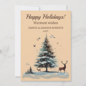 Einzigartiger Baum, Wald mit Hirsch Feiertagskarte (Vorderseite)