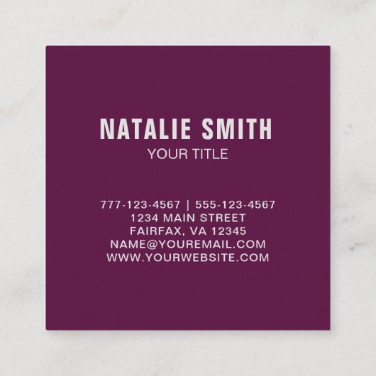 Einzigartiger Beruflicher QR-Code Quadratische Visitenkarte (Rückseite)