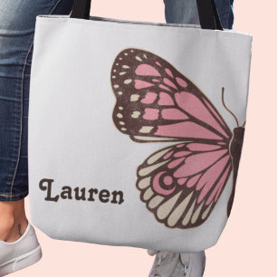 Einzigartiger Big Pink Butterfly Tote Beutel, Cros Tasche
