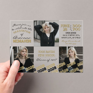 Einzigartiger Black & Gold Abschluss 3 Foto Mattie Acryleinladungen