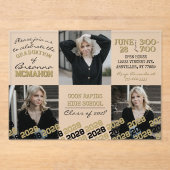 Einzigartiger Black & Gold Abschluss 3 Foto Mattie Acryleinladungen (Vorderseite)