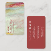 Einzigartiger Blue Red Watercolor Sky Abstrakt Visitenkarte (Vorne/Hinten)