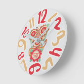 Einzigartiger Blumen-Design-Stil Runde Wanduhr (Winkel)