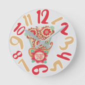 Einzigartiger Blumen-Design-Stil Runde Wanduhr (Vorderseite)