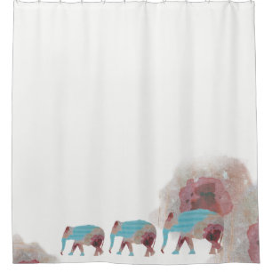 Einzigartiger Boho Chic Floral & Elephant Duschvor Duschvorhang