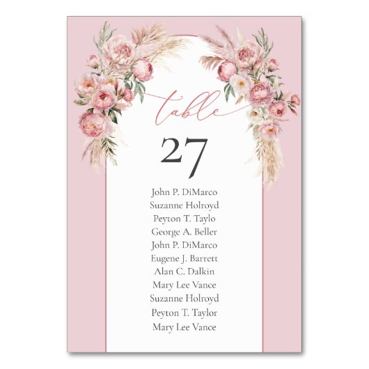 Einzigartiger Bouquet-Blütenbock Tischnummer (Rückseite)