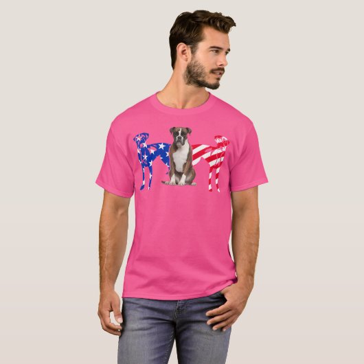 Einzigartiger Boxer Dog American Flag - Geschenke T-Shirt (Vorne ganz)