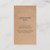 Einzigartiger brauner Kraft Papier blaue Blume Blu Visitenkarte (Rückseite)