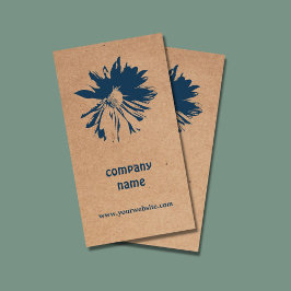 Einzigartiger brauner Kraft Papier blaue Blume Blu Visitenkarte