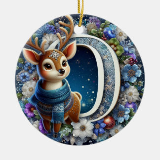 Einzigartiger Buchstabe O, Rentiere, Weihnachten Keramik Ornament