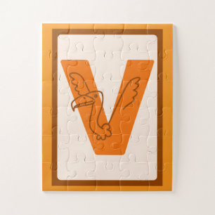 🦅Einzigartiger Buchstabe "V" Geier Alphabet Kunst Puzzle