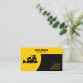 Einzigartiger Bulldozer für Gelb und Schwarz Visitenkarte (Stehend Vorderseite)
